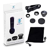 Besties 3in1 Universal 180° Fisheye Lens + Wide Angle + Macro Lens Clip Camera Photo Kit - Suits all iPhone 4, 5, 6 models, iPad, Samsung Galaxy S3, S4, S5, S6, Note and Other Smart Phones (Black)