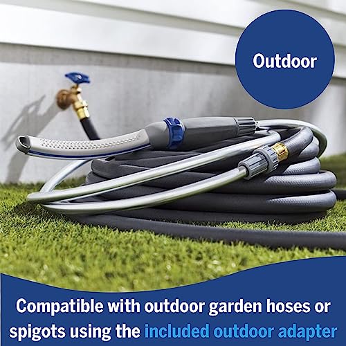 Waterpik Pet Wand Pro Dog Shower Attachment - Fast and Easy Dog Bathing, Indoor/Outdoor, 8-Foot Flex Hose, Blue/Grey