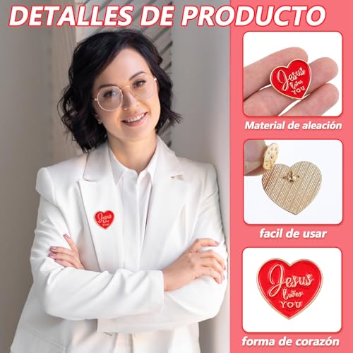 40 Pcs Religious Jesus Pins Bulk Christian Favors Includes Jesus Loves You Sign Lapel Pin Brooches Heart Pins for Church Sunday School Gift3