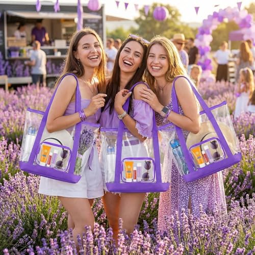 Image of Silkfly Clear Tote Bags Bulk, PVC Shoulder Handbag, Security Approved See Through Bag with Zipper Closure for Work