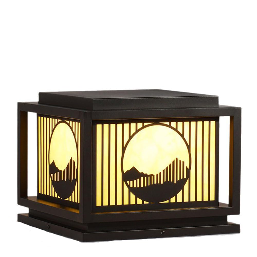 KNBVFHG E26/E27 Pier Mount Vintage Post Lamp Traditional Waterproof Garden Post Light Garden Or Patio Post Head Light Fixtures Rectangle Hardwired Pillar Head Lights Walkway, Driveway, Patio, Porch