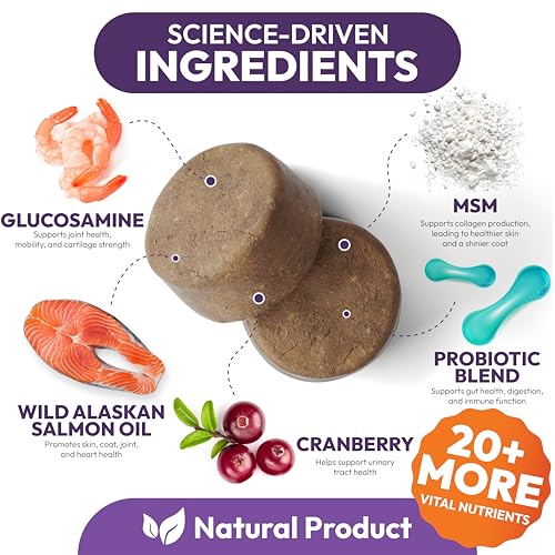 25-in-1 Dog Vitamins and Supplements - 250 Chews Dog Multivitamin Chewable with Glucosamine, Probiotics Omega 3 for Dogs Skin & Coat Hip & Joint Gut Brain Immune Support - Senior & Puppy Multivitamin - Image 5