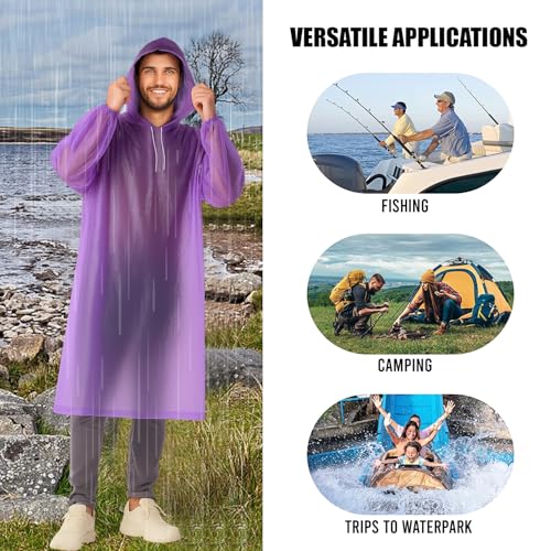 Image of Allextreme EVA Raincoat 110 GSM with Adjustable Hood Full Sleeves Universal Size Long Length Lightweight waterproof Outdoor Rainwear for Bike Riders Men & Women (Pack of 1, Purple)