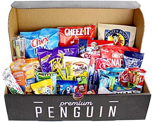 Variety Snack Pack Gift Box Food Package- Candy, Cookies, Chips, Nuts-Treats for Baskets, Birthday Parties, College Students, Kids, Teens, Adults-Halloween, Christmas, Valentines, Easter Gifts, 50 Ct