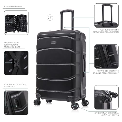 Image of DUKAP SENSE 24-Inch Medium Hardside Spinner Luggage Durable Zippered Black