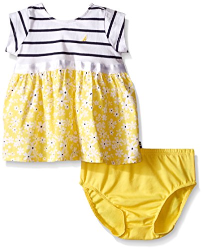 Nautica Baby Girls' Stripe Jersey Top with Printed Woven Skirt Dress