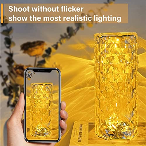 Image of Crystal Diamond Night Light -16 Color RGB Changing LED Lights USB Remote and Touch Control Desk Lamp for Bedroom Living Room Decor Christmas