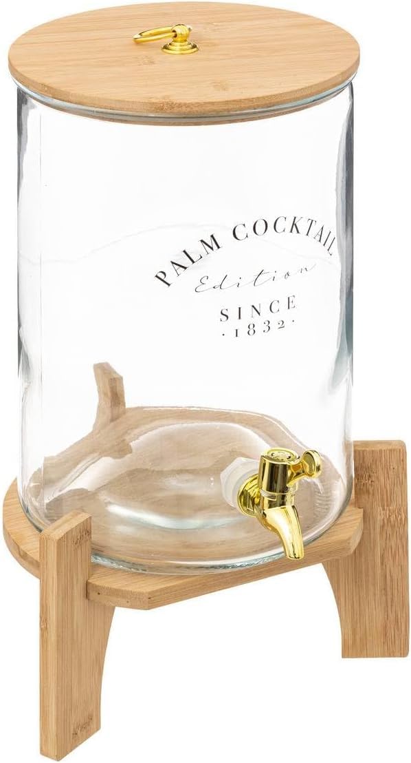 Getränkespender 8 Liter aus Glas mit Zapfhahn und Deckel auf Ständer 2er Set