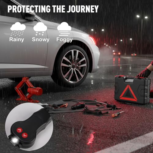 Image of STANDTALL Electric Car Jack 3 Ton 12V Scissor Floor Jack Kit | Lift Range 5.5-16.5in, Sturdy Base, Electric Motor Drive, Corded Handle with LED, Fits Sedan SUV, Portable Case