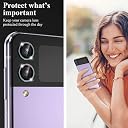 MOBIKTC For Samsung Galaxy Z Flip 4 Camera Lens Screen Protector, Alloy Matelic Ring Individual Anti Scratch Tempered Glass Camera Cover for Galaxy Z Flip 4 5G, 1 Pack (Silve Diamond) gallery image