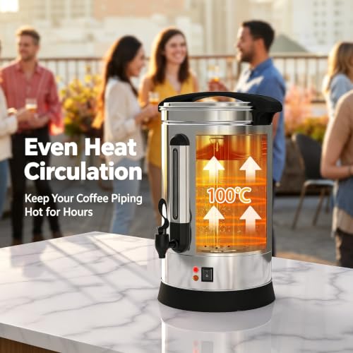 Image of Commercial Coffee Maker, Percolator Coffee Pot, 100-Cup Hot Water Urn