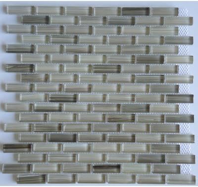 Rosewood 2" x 5/8" Glossy Slate and Glass Handpainted Mosaic in Chestnut