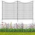 12 Panels No Dig Decorative Outdoor Garden Fence, 34.2 in(H) X 25.6 ft(L) Animal Barrier Fencing, Rustproof Metal Wire Panel Border with Rubber Mallet, Temporary Ground Stakes for Patio, Outdoor