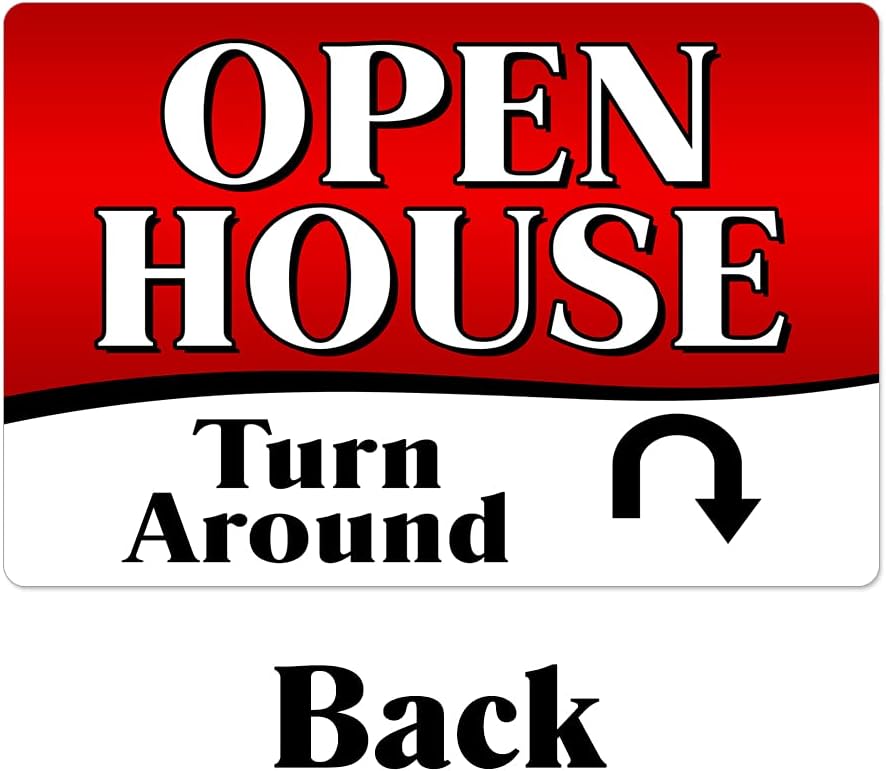 OPEN HOUSE (Up Arrow) 2 Pack Double-Sided Yard Signs 16" x 24" with Metal Stakes (Made in the USA)