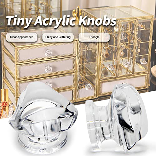 MroMax 6pcs Tiny Pull Handle Triangle Acrylic Mini Knob 19mm Diameter Clear Shiny Knob Cute Decoration for Jewelry Box Gift Case and Makeup Box - Image 3