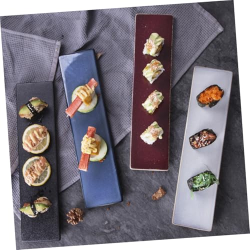 Plato Cerámico Rectangular para Sushi Rojo miniatura 7