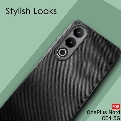 Image of TheGiftKart Back Cover Case for OnePlus Nord CE 4 5G | Slim & Lightweight | Ultra-Premium Design | Camera Protection Bump | Fabric Texture Case Cover (PC & TPU, Black)