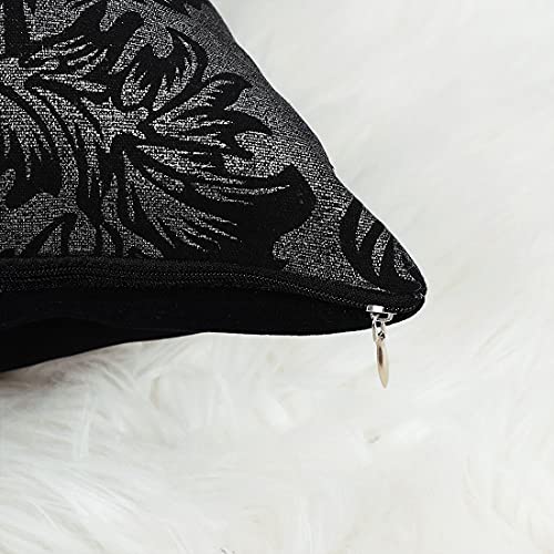 Uxcell Set Of 2 Square Throw Pillow Cover Decoration Vintage Floral Printed Black Silver Contrast Cushion Covers Bolster Pillow Cases Shells For Couch Sofa , 18" X 18" #TOP7