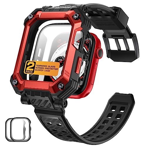 SUPCASE for Apple Watch SE 3 44mm Band with Case (Unicorn Beetle Pro), [Built-in Tempered Glass Screen Protector] Rugged Protective Men Cover with Adjustable Strap Band for iWatch 9/8/7 45mm