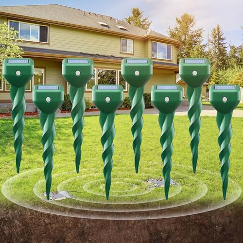 8er Set Maulwurf Vertreiber, Leistungsstarker Wühlmausschreck & Maulwurfschreck Solar für Garten, Rasen & Beete, Wetterfest IP67, Tierfreundlich ohne Giftstoffe