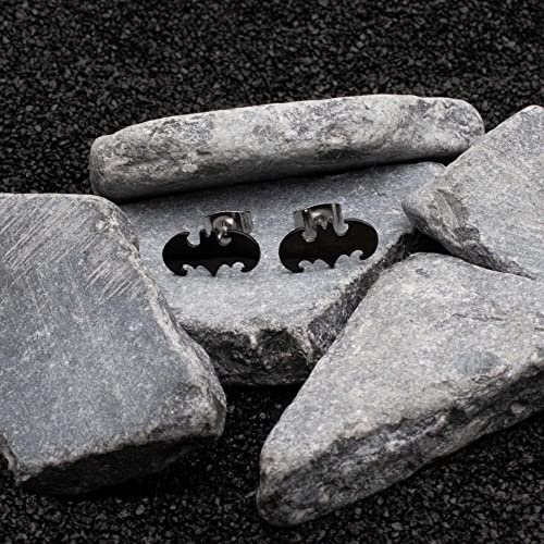Officially Licensed Hypoallergenic DC Comics Batman "The Dark Knight" Cut Stainless Steel Stud Earrings, Unisex, One Size3