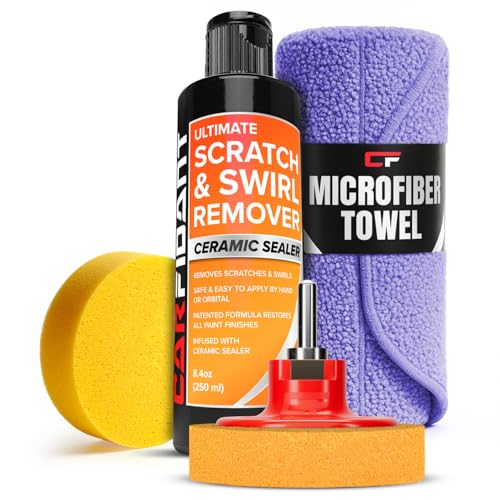 Carfidant Scratch and Swirl Remover - Car Scratch Remover for Vehicles Paint - Polishing Compound for Cars - Paint Restorer Kit with Pad, Microfiber and Drill Attachment