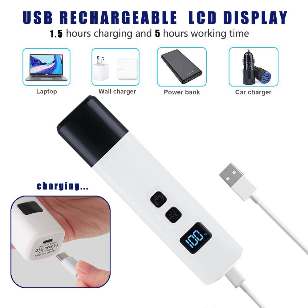 Dog Nail Grinder, Electric Pet Nail Grinder with 2 Speed Digital USB Rechargeable Dog Nail Trimmer Nail Claw Clippers with LED Lighting Quiet Paws Grooming for Large Medium Small Dogs Pet - image 5