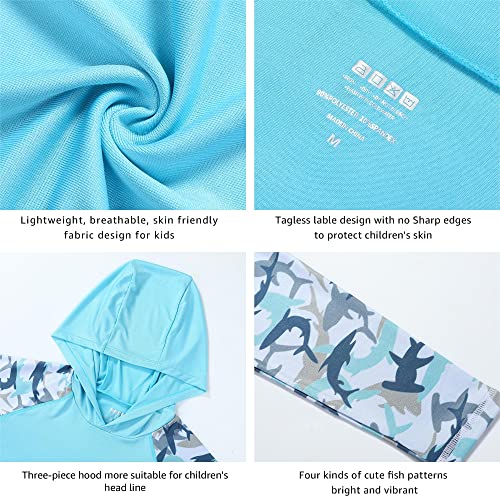 Boys UPF 50+ Swim Hooded Shirt with Pocket/Non-Pocket, Youth Kids SPF UV Sun Protection Rash Guard Long Sleeve Fishing Shirts4