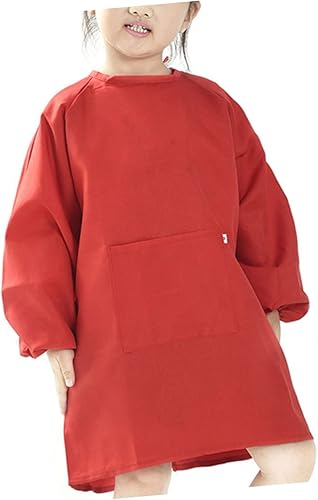 Miniatura 4 de Long Sleeve Painting Smock Apron Coat Cover with Adjustable Closure Red Protective Clothes for Watercolor Stain Prevention and Easy Cleaning