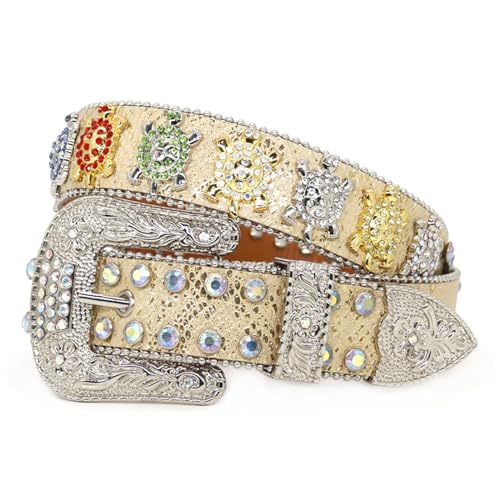 Ceinture en cuir à boucle ardillon strass pour ajuster les jeans lâches