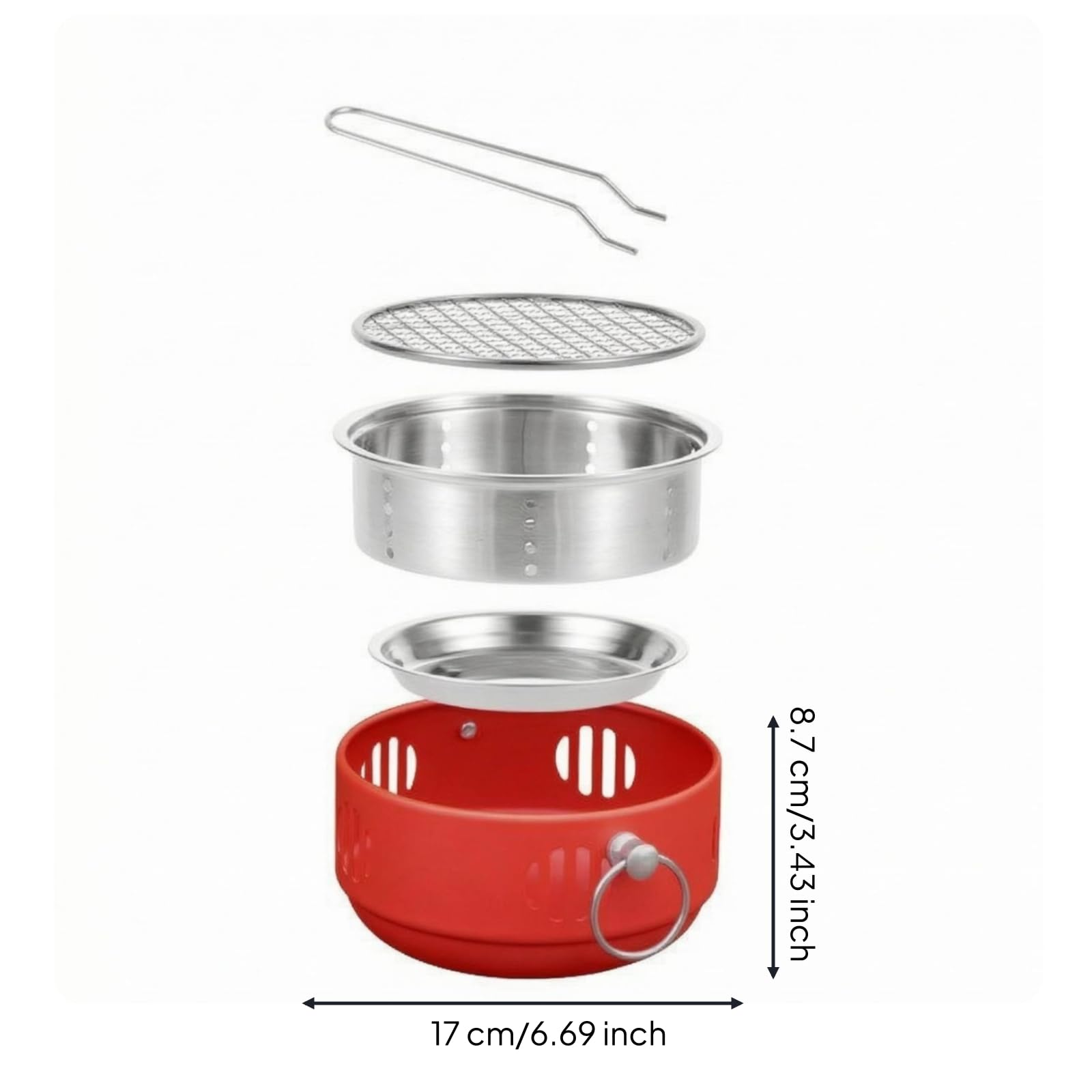 Piccola Griglia Rotonda a Carbone Compatta Barbecue Compatto da Tavolo per All'aperto, color to 3