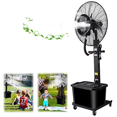 Ventilador de piso, ventilador oscilante nebulizador comercial con 3 velocidades, ideal para enfriar exteriores en patios, restaurantes y gimnasios.