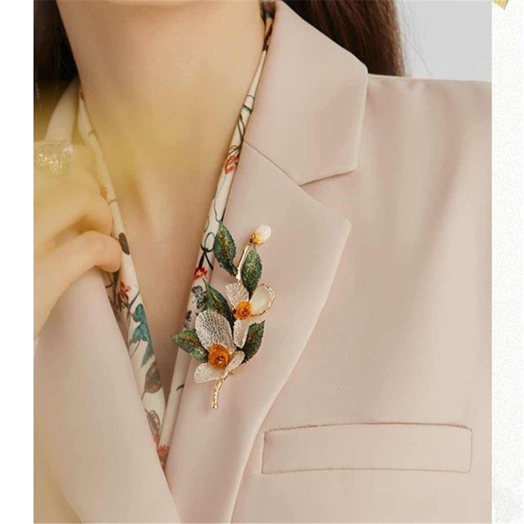 Rose handgefaltete Blume Stickerei Blatt Romantische Brosche Kleid Mantel Corsage Weibliche Geschenk