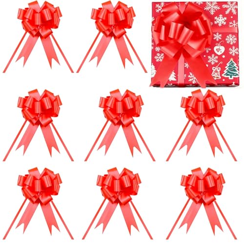 30PCS Lazos de Cinta de Regalo, Regalo Grandes, para Regalos de Lazos en Fiestas de Cumpleaños, Navidad, Bodas, Coches y Floristería, Rojo​