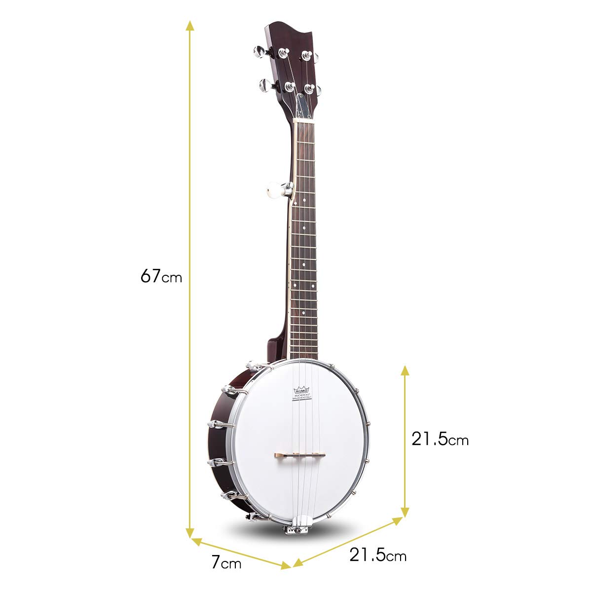 Mini-Banjo, für Anfänger, 66 cm, professionelles Musikinstrument mit Tasche, Gurt, Stimmgerät, Plektren, 20 Bünde, 12 Halterungen, Geschenkpackung (5 Saiten)
