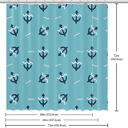 Rideau de douche anti éclaboussure bleu lavable avec crochets - 7
