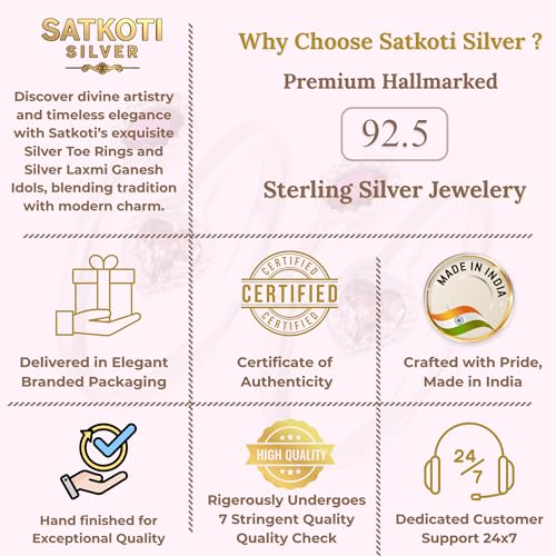 Image of SATKOTI 925 Silver Toe Rings for Women | Adjustable Pure Metal Bichiya with AAA Quality CZ Stone| BIS Hallmarked Jewelry with Authenticity Certificate | Pair of 2 Metti
