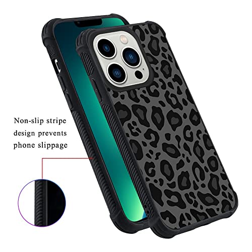 Image of KANGHAR Case Compatible with iPhone 14 Pro,Black Leopard Design | Tire Texture Non-Slip +Shockproof Rugged TPU Protective Case for iPhone 14 Pro 6.1 Inch (2022) Leopard Pattern