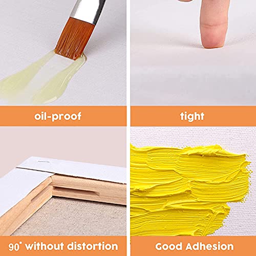 Conda 8X10 Inch Stretched Canvas For Painting, Pack Of 10, 100% Cotton, 5/8 Inch Profile Value Bulk Pack For Acrylics, Oils Painting #TOP3