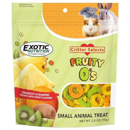 Exotic Nutrition Fruity O's - Colorful Fruity Treat for Sugar Gliders, Degus, Chinchillas, and Other Small Pets