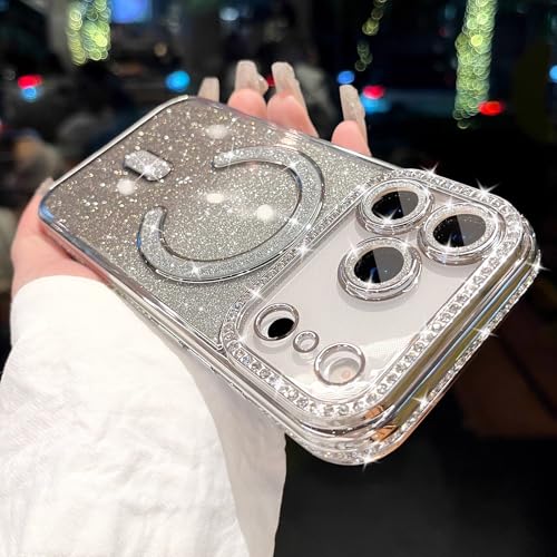 Coque iPhone 17 Pro MagSafe transparente à paillettes avec protection de caméra