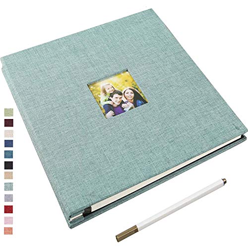 Yopih Autoadhesivo Album de Fotos Los 28 * 27cm Magnético Álbum de Recortes Álbum con Ventana 40 Páginas de Doble Cara Tapa Dura de Lino con Una Pluma Metálica Bricolaje Aniversario Libro de Memoria