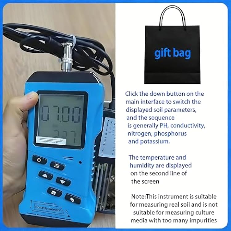 7 in 1 Soil Tester Kit,Digital Soil Moisture Meter NPK pH Temperature EC Conductivity Fertility Analyzer for Garden Farm Lawn Plants,Soil Fertility Test