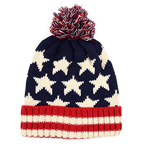Isee Case Kid's Knit Pom Pom Beanie Ski Winter Hat For Little Boy/Toddler Boy/Toddler Girl/Little Girl (Usa Flag) #TOP2