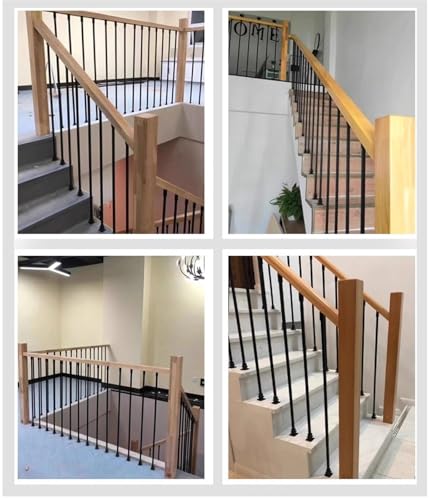 Rampe d'escalier en fer forgé moderne noir de 140cm pour aménagement de maison