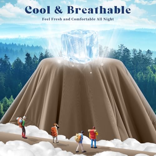 Image of Cooling Comforter Twin Size, Double-Sided Cooling Blanket for Hot Sleepers & Night Sweats, Arc-Chill Q-Max > 0.4 Breathable Ice Blanket, Lightweight Cold Comforter (68''x90'', Brown)