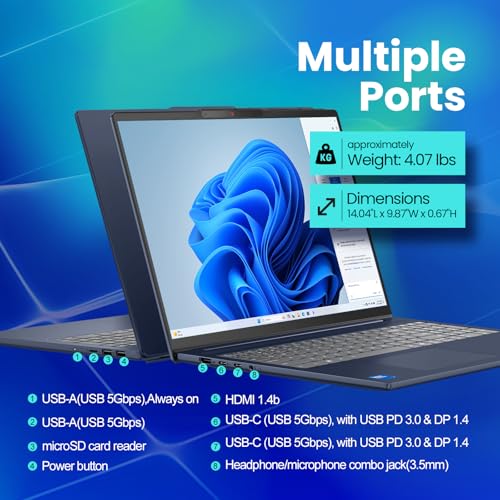 Image of Lenovo IdeaPad Business Laptop, 16 inch FHD+ Touchscreen, Intel Core 7 240H (10-Core up to 5.0GHz), 32GB DDR5 RAM, 1TB SSD, Backlit Keyboard, IR Facial Login, Wi-Fi 6, Windows 11 Pro, Copilot AI Ready