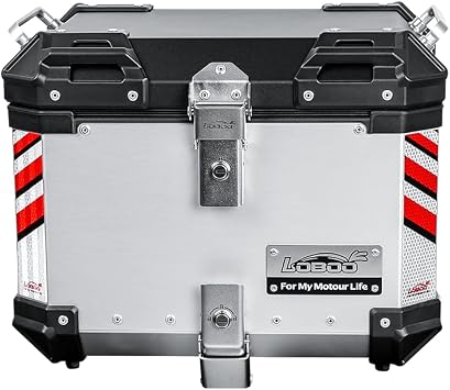 Loboo Motorcycle Top Case 45L for HONDA CB400X/CB500X/NX400 PIKE TRACKER SERIES Aluminum Alloy Motorbike Tail Box with Leather Lining, Waterproof Detachable Motorcycle Top Box
