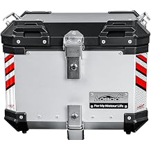 Loboo Motorcycle Top Case 45L for BMW R1200GS /R1250GS PIKE TRACKER SERIES Aluminum Alloy Motorbike Tail Box with Leather Lining, Waterproof Detachable Motorcycle Top Box