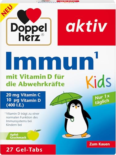 Doppelherz Immun Kids - Vitamin C und Vitamin D im Duo für Kinder ab 4 Jahren - 27 Gel-Tabs mit leckerem Apfel-Geschmack